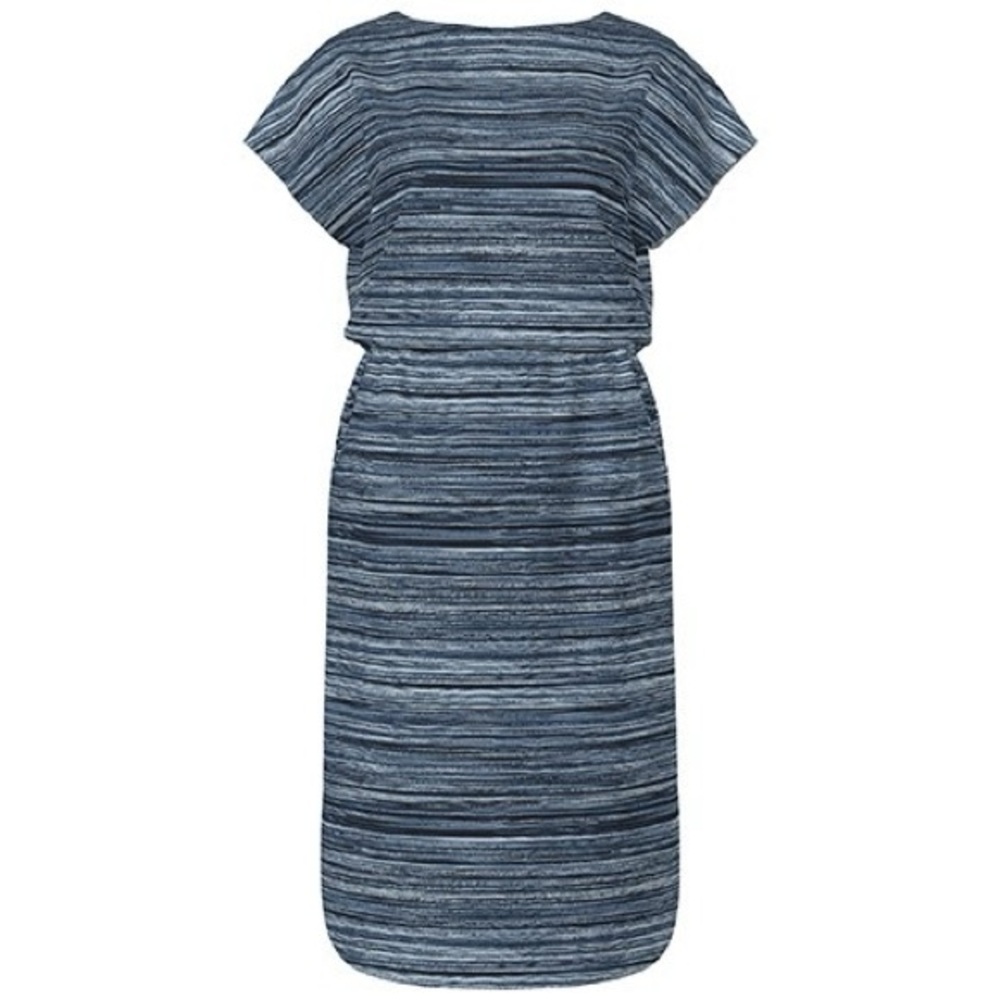 LuLaRoe Blue Gray Ruched Midi Dress with Dolman Sleeves